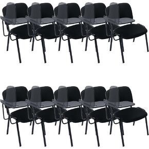Vinyl Stackable Chairs Set of 20 with Tablet Arm, Black Classroom Chair for Student, Office Waiting Room Chairs for Conference Room, Training, Meeting & Reception, Church
