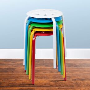 EMMA + OLIVER Plastic Nesting Stack Stools - School/Office/Home, 17.5" Height, Black (5 Pack)