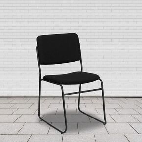 EMMA + OLIVER 500 lb. Capacity High Density Black Vinyl Stacking Chair