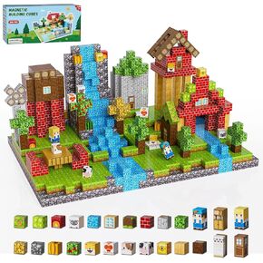 200PCS Magnetic Building Blocks Set, Magnetic Tiles Kids Build Cubes STEM Game Toys, Build Forest World Set, Christmas Birthday Gifts for Boys & Girls Age 3 4 5 6 7 8 9 10