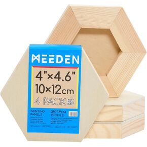 ألواح Meeden Hexagon Wood Canvas: 3/4 "لوحات قماشية خشبية عميقة - لوحات فنية خشبية مدتها 4 عبوات للفن المصب in Kuwait