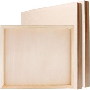 3 Pack 12 x 16 Inch Wood Panel Canvas Bulk, Unfinished Wooden Canvas Panels, Wood Panels for Painting, Pouring Art, Crafts