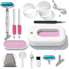 Electric Diamond Painting Pen Kit-Quiet Operation,3 Adjustable Suction Levels,Includes Roller,Bead Tray,Tweezers,Anti-Fatigue Grip&Full Accessories for DIY Craft (Purple)