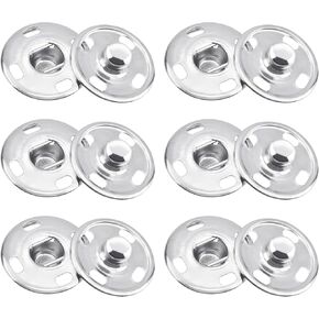 Quacc 6 Sets Sew on Snap Buttons, Rustproof Metal Snap Buttons Fasteners Press Studs for Sewing Clothes Handbag Purse DIY Craft Projects (15MM)