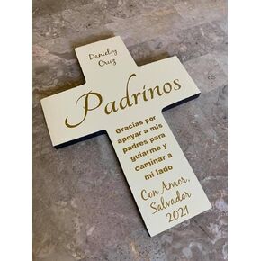 Padrinos الإسبانية مخصصة الجدار الخشبي - هدية الاقتراح - المعمودية الحاضرة