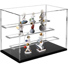2 Pack Figure Acrylic Display Case Display Cabinet, 10.6" D x 7.1" W x 8.6" H Staircase Showcase Shelf, Detachable Display Stand, Magnetic Door, Clear Display Box