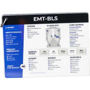 بطاقات مرجعية طبية EMT -BLS (3 بطاقات) - تقييم المستجيب الأول ، EMT -BLS + تقييم طب الأطفال - مواد الدراسة + ملاحظات - 5 × 4 بوصات - بلاستيك متين + محمول