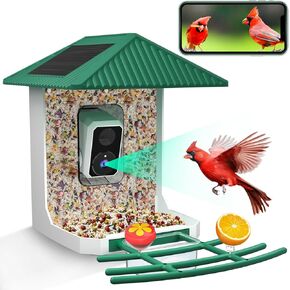 Kurain® Smart Bird Feeder with Camera, 2.4G/5G WiFi, 2.5K Video Birds Feeder with Solar Panel, AI Identify, Live View, Capture Bird Video, Instant Arrival Alerts, Ideal Gift for Father's Day