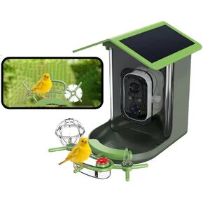 Smart Bird Feeder with Camera – AI Bird Recognition, 130° Wide Angle, Solar & USB Powered, IP65 Waterproof, Motion Detection, Night Vision, Two-Way Audio, Cloud Storage –Watching Gift for Nature Lover
