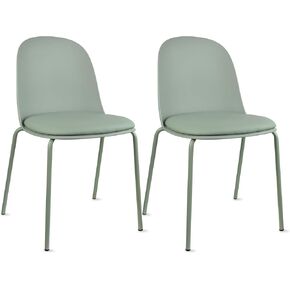 2xhome Set of 4 Modern Stackable Armless Dining Chairs | Plastic Shell Seat with Metal Legs | Indoor or Outdoor Use | Home Kitchen Patio, White