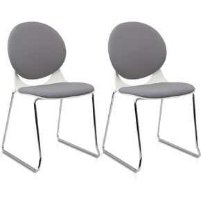Stacking Chairs, Stackable Waiting Room Chairs, Conference Chair with Back & Church Chairs No Wheels with Metal Legs, Suitable for Offices Conference Training Waiting Room Set of 2, Grey