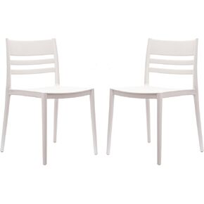 Flash Furniture Bridgeport Slat Back Patio Chair with Contoured Seat, Commercial All-Weather Stacking Resin Chair, UV Resistant, Indoor-Outdoor, White, Set of 4