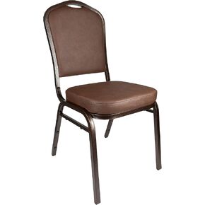Premium Crown Back, Stacking Banquet and Event Chairs, with Padded Seats/Backs, Fully Assembled (2, Brown Vinyl/Copper Vein Frame)