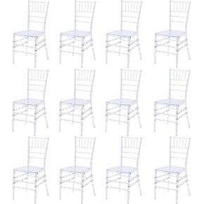 Clear Chiavari Chairs Set of 4, Armless Acrylic Stacking Chairs for Wedding Event Banquets