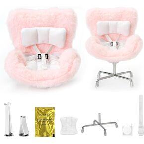 Car Seat for Dolls (10-17cm), Cute Doll Accessory with Soft Furry Cushion, Air Vent Clip & Desktop Stand, Display Sofa for Blind Box Fans & Collectors, Functional Car Ornament (Pink) in Kuwait