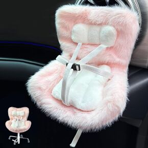 Car Seat Chair for 17cm Dolls 6 PCs Accessories for Keychain Air Vent Clip and Seat Legs, Cute Car Desk Office Decor Ornament, No Doll(White)
