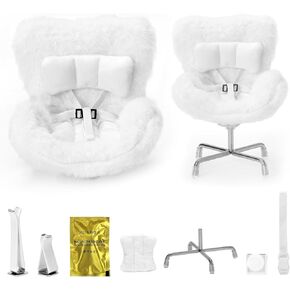 Car Seat for Dolls (10-17cm), Cute Doll Accessory with Soft Furry Cushion, Air Vent Clip & Desktop Stand, Display Sofa for Blind Box Fans & Collectors, Functional Car Ornament (Pink)