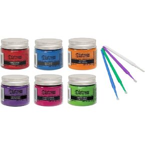 New Ranger Tim Holtz Distress Embossing Glaze - Includes PTP Flash Deals Blending Sticks (6 Bold Collection)