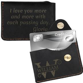 Leather Card Holder, Personalized Business Card Case, Mini Slim Card Case for Men or Women, Customizable Credit Card Wallet, Personalized Small Wallet Gift for Mother's Day,Birthday, Anniversary