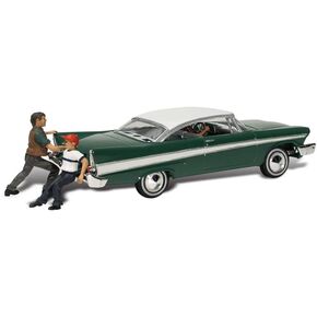 Shove It or Leave It 1950's Late Plymouth Car w/Figures N Scale Woodland