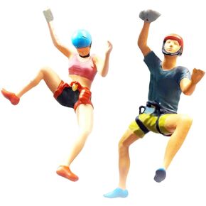Milageto 1/87 Rock Climbing Figures Micro Landscape Collections Dioramas Desktop Ornament Resin People Model Miniature Supplies Decor, 2 Pieces