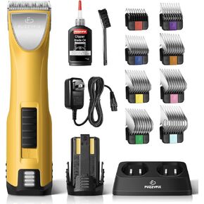 Professional Dog Clippers for Grooming with Charging Replacement, Low Noise Pet Grooming Kit for Thick Curly Matted Heavy Coats Cordless Hair Trimmer with 8 Metal Guide Combs for Animal Horse