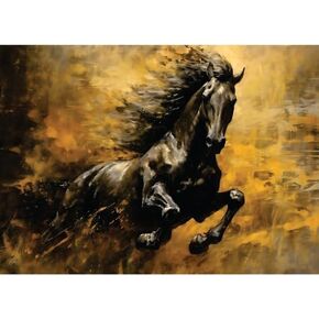 Black Horse Rice Paper, 11.5 x 16 inch (1pc) - Mulberry Paper for Decoupage Furniture Print Crafts