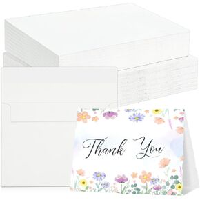 60 Sets Watercolor Cards with Envelopes, 140 lb/300 GSM Deckled Edge Paper Card, 4x6 Inch Foldable Blank and Envelopes for Greeting Card, Wedding Invitations, Thank You Cards
