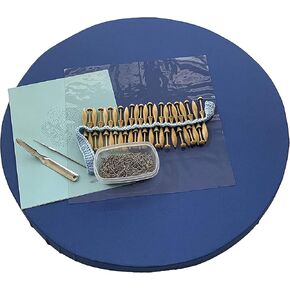 Bobbin Lace Making Kit with Pillow. 23 Inch x 2 Inch Round Lacemaking Board, 24 Danish Lacemaking Bobbins, Bobbin Lace Patterns, Pins, Linen Thread, Crochet Hook, Vinyl Lace Protector, Pin Pusher.