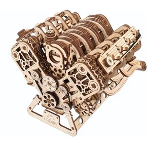 UGEARS V8 Engine Model Kit - Advanced 3D Wooden Puzzles for Adults - DIY Kits Gifts for Engineers - 3D Puzzle Model Engine Kit for Adults for Father's Day, Birthdays, Christmas - 776 Pcs