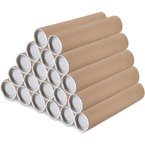 20 PCS Mailing Tubes, 2x20-Inch Kraft Paper Poster Tube, Cardboard Mailing Tube with Caps Shipping Tube for Shipping and Storage of Posters, Crafts, and Documents