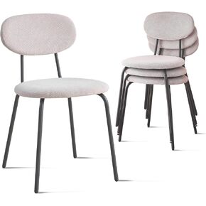 Stackable Dining Chair Set of 8, Small Modern Faux Leather Kitchen Chair with Solid Wood Back, Space Saving for Apartment Bedroom Restaurant, Black