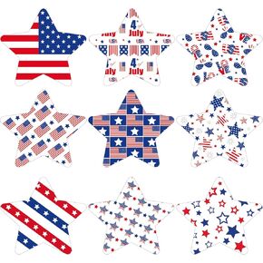 Spakon 108 Pcs Patriotic Star Cutouts 4th of July Bulletin Board Decorations Memorial Day Paper Red White and Blue Stars Cutouts Accents for Independence Day Veterans Patriotic Theme Party Decor
