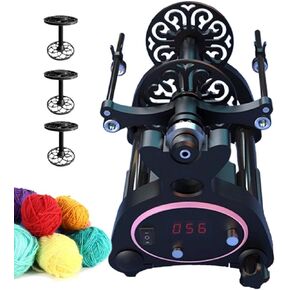 Household Automatic Yarn Winding Machine, 800Rpm Mini Electric Spinning Wheel with Digital Display, 3 Spools (Purple+blue)