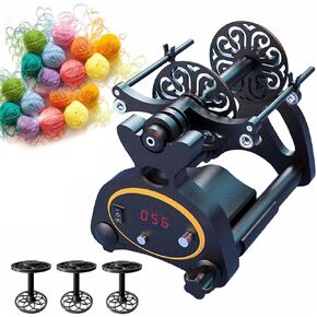 Electric Spinning Wheel, 800rpm Automatic Wool Fibre Spinner Twisting with 3pcs Spools&Pedal & Digital Display (Purple with Foot Pedals)