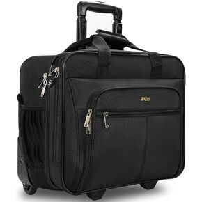 Rolling Laptop Briefcase With Wheels Fits Up to 17.3 Inch Waterproof Computer Bag and RFID Pocket for Work Travel Business Extra Zipper Lockable