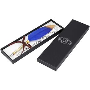 TOPINCN Retro Quill Pen Set Classical Metal Calligraphy Pen Kit Gift Box For Student(Blue)