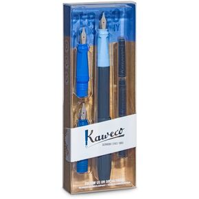 Kaweco Perkeo Calligraphy Fountain Pen Set Blue I Premium Art Set بما في ذلك 3 خراطيش حبر Black Bearl Black Im