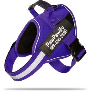 PawPawify Custom No Pull Dog Harness with Name and Phone Number, Heavy Duty Personalized Pet Vest to Prevent Tugging, Pulling, or Choking, Training and Walking (New Pink, S (10-19LBS))