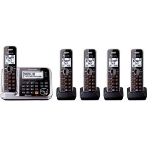 Panasonic 3 Handset Expandable Cordless Phone System with Link2Cell Bluetooth, Voice Assistant, Answering Machine and Call Blocking - KX-TGD563M (Metallic Black) in Saudi Arabia