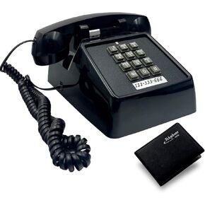 Vintage Retro Landline Phone, Old Telephone with Mechanical Ringer Receiver Volume Adjustable Retro Analog Desk Phone Classic Design for Home, School (Red)
