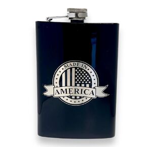 8oz - BLACK Flask - "Made in America"