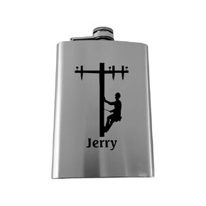 8oz/6oz Lineman Flask (PERSONALIZED, 8OZ RED)