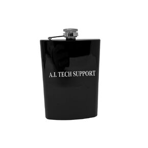 8OZ - A.I. Tech Support - BLACK, RED, STAINLESS, OR 6OZ LEATHER (8oz Stainless Steel Flask)