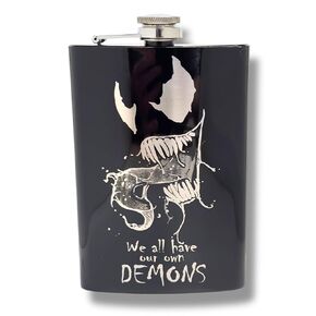 8oz BLACK We all have our Demons Flask