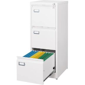 4 Drawer File Cabinet with Lock Metal Filling Cabinet Vertical Locking File Cabinets for Home Office to Hanging F4/A4 SizeA4 Legal/Letter Size, Assembly Required,White