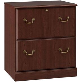 BOWERY HILL 2 Drawers 30.51" Vertical Cherry Wood Filing Cabinet Lockable Easy Assembly Stationary Legal/Letter/A4 Size for Home, Office