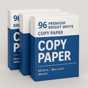Premium Bright White Copy Paper, 8.5 x 11 inches, 20 lb Letter Size, 500 Sheets, 96 Brightness, 3 Pack