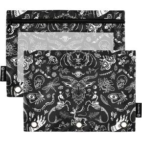 Axolotl Pencil Pouch For 3 Ring Binder Clear Window Pencil Case For 3 Ring Reinforced Grommets With Zipper, 2 Pack