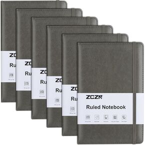ZCZN 6 Pack Lined Journal Notebooks, 192 Pages A5 Hardcover Leather Journals for Work,Writing,School & Travel, College Ruled Journaling Notebooks for Notes Taking,Diary Notepad (Red*6)